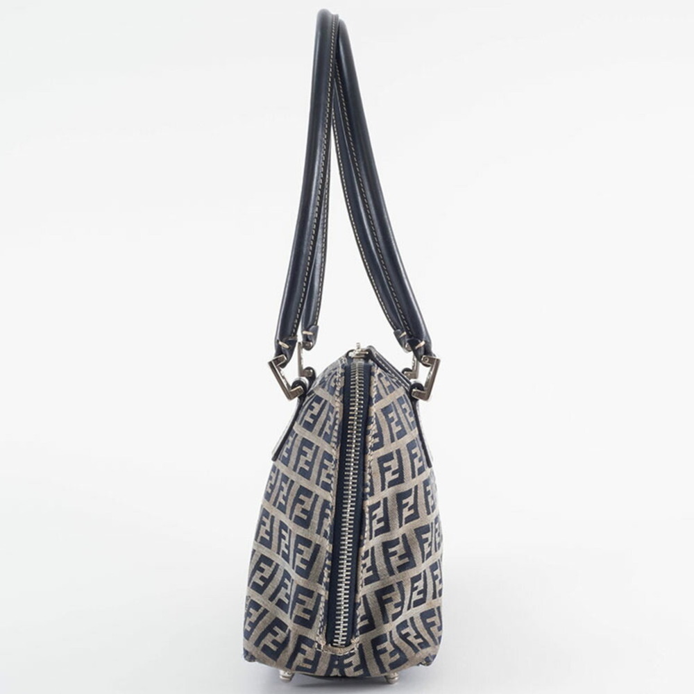 FENDI Cream Canvas Zucca Shoulder Bag - Picture 11 of 16